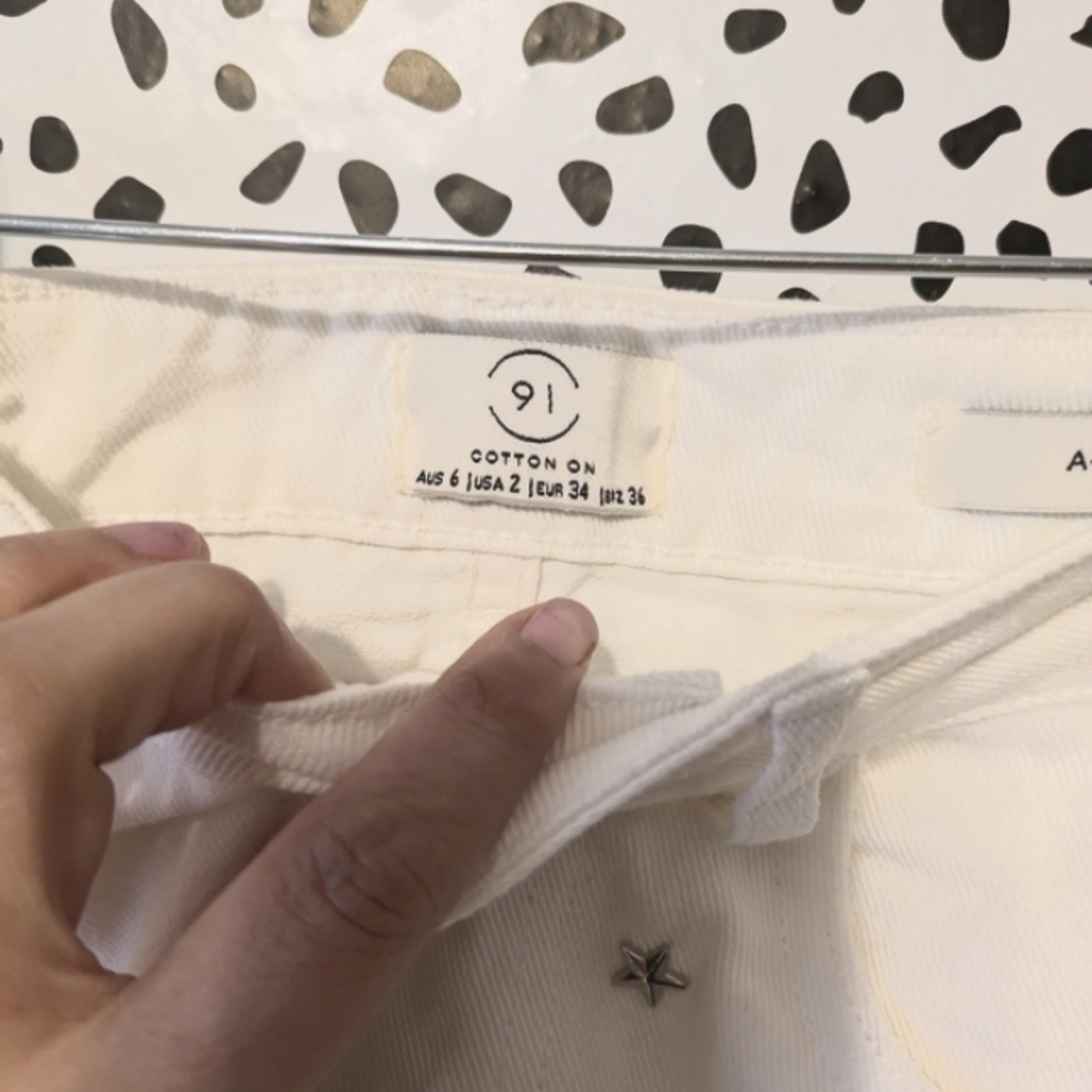 Cotton On Western  Mini Skirt w/ Star Details – Frayed Hem & Front Slit sz 2 - Picture 3 of 7